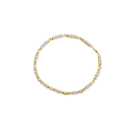 Pulsera de eslabones de oro amarillo de 10 quilates con diamantes de 1,00 Cttw y 3 piedras (Color I-J, Claridad I1-I2) - 7,25 pulgadas
