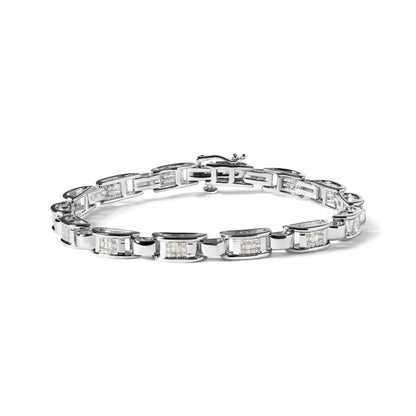 14K White Gold 1.00 Cttw Princess-Cut Diamond Link Bracelet (I-J Color, I1-I2 Clarity) - Size 7.25