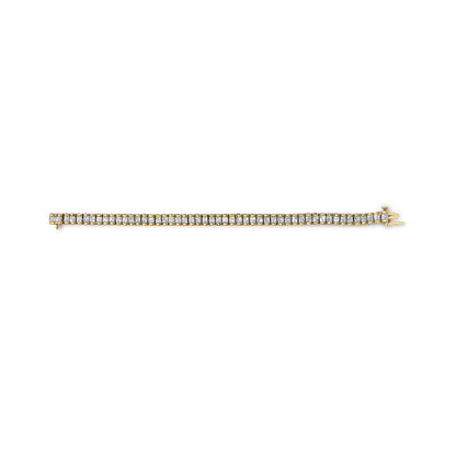 Pulsera de tenis de oro amarillo de 14 quilates con corte princesa de 3,0 Cttw con engaste invisible cuádruple (color H-I, claridad SI1-SI2) - 7"