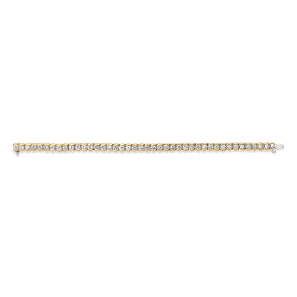 Pulsera tenis de oro amarillo de 14 quilates con diamantes de 8,00 quilates engastados a media bisel (color H-I, claridad SI2-I1) - 7 pulgadas