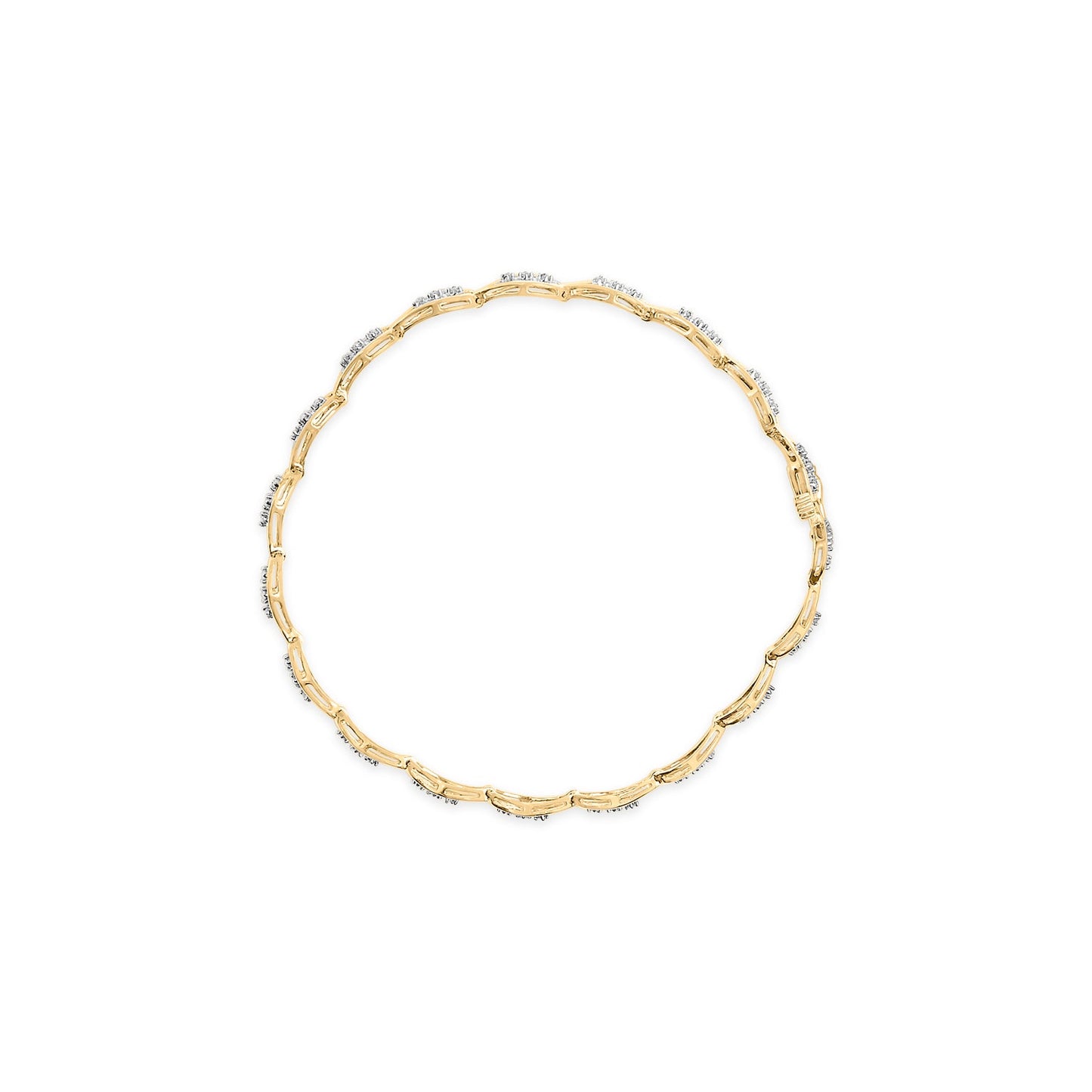 Pulsera de eslabones de oro amarillo de 10 quilates con diamantes de 1/3 Cttw de 3 piedras con diseño de lágrima (color I-J, claridad I1-I2) - 7.25 pulgadas