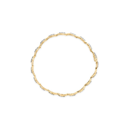 Pulsera de eslabones de oro amarillo de 10 quilates con diamantes de 1/3 Cttw de 3 piedras con diseño de lágrima (color I-J, claridad I1-I2) - 7.25 pulgadas