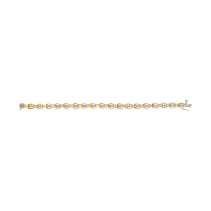 Pulsera de eslabones de oro amarillo de 10 quilates con diamantes de 1/3 Cttw de 3 piedras con diseño de lágrima (color I-J, claridad I1-I2) - 7.25 pulgadas