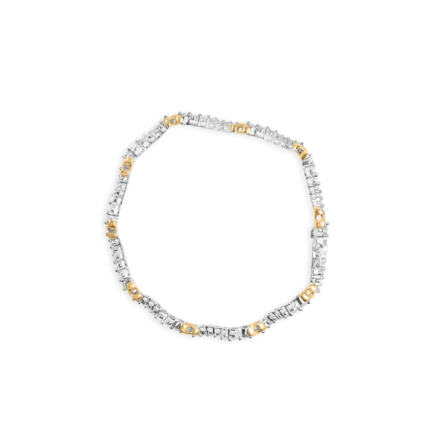 Pulsera de eslabones "X" y ondas de diamantes de 2,00 Cttw en oro bicolor de 10K (color H-I, claridad I1-I2) - 7 pulgadas
