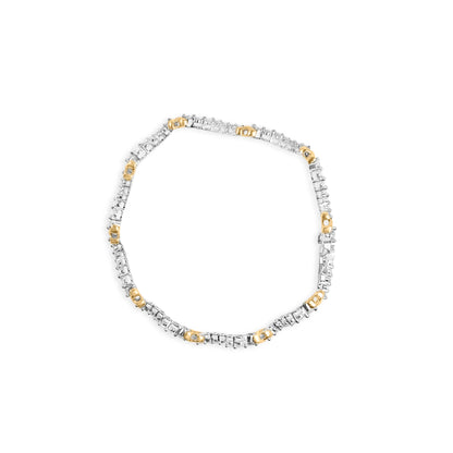 Pulsera de eslabones "X" y ondas de diamantes de 2,00 Cttw en oro bicolor de 10K (color H-I, claridad I1-I2) - 7 pulgadas
