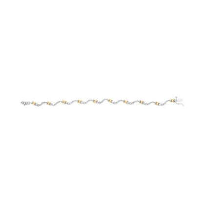 Pulsera de eslabones "X" y ondas de diamantes de 2,00 Cttw en oro bicolor de 10K (color H-I, claridad I1-I2) - 7 pulgadas