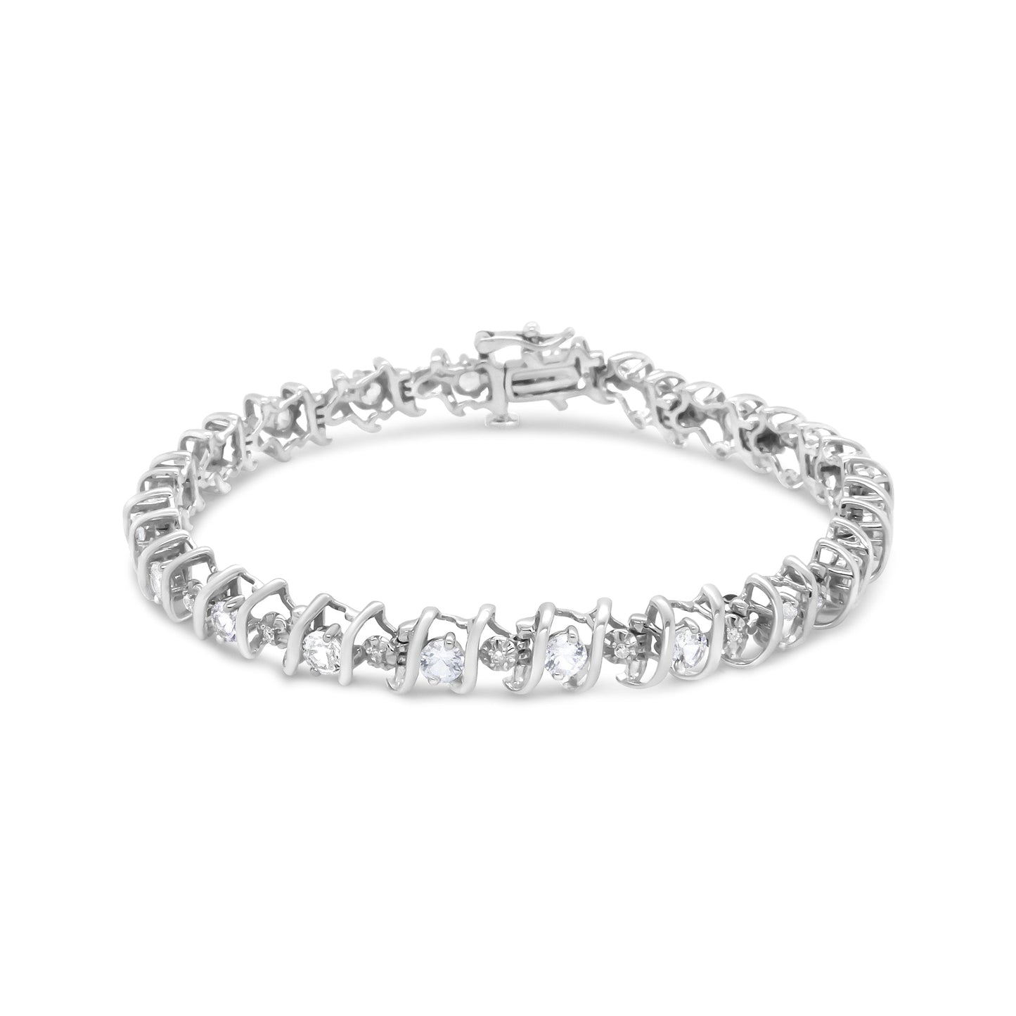 Brazalete de tenis de plata de ley .925, gema creada en laboratorio y diamantes redondos de 4 ct. (Color H-I, Claridad I1-I2) - Zafiro azul creado, piedra de nacimiento de septiembre