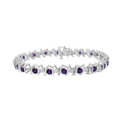 Brazalete de tenis de plata de ley .925, gema creada en laboratorio y diamantes redondos de 4 ct. (Color H-I, Claridad I1-I2) - Zafiro azul creado, piedra de nacimiento de septiembre