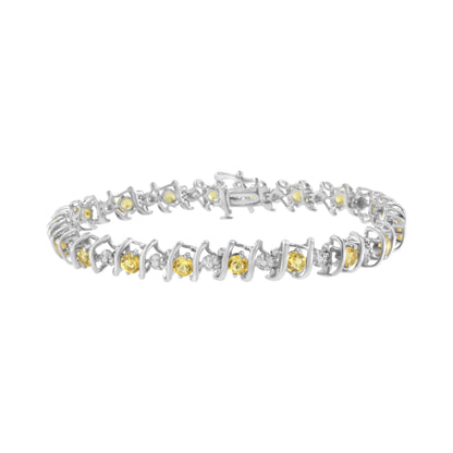 Brazalete de tenis de plata de ley .925, gema creada en laboratorio y diamantes redondos de 4 ct. (Color H-I, Claridad I1-I2) - Zafiro azul creado, piedra de nacimiento de septiembre