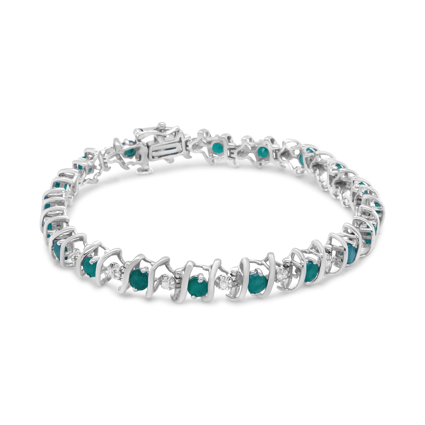 Brazalete de tenis de plata de ley .925, gema creada en laboratorio y diamantes redondos de 4 ct. (Color H-I, Claridad I1-I2) - Zafiro azul creado, piedra de nacimiento de septiembre