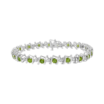 Brazalete de tenis de plata de ley .925, gema creada en laboratorio y diamantes redondos de 4 ct. (Color H-I, Claridad I1-I2) - Zafiro azul creado, piedra de nacimiento de septiembre