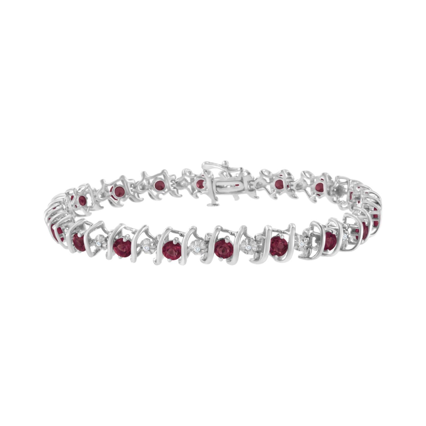Brazalete de tenis de plata de ley .925, gema creada en laboratorio y diamantes redondos de 4 ct. (Color H-I, Claridad I1-I2) - Zafiro azul creado, piedra de nacimiento de septiembre