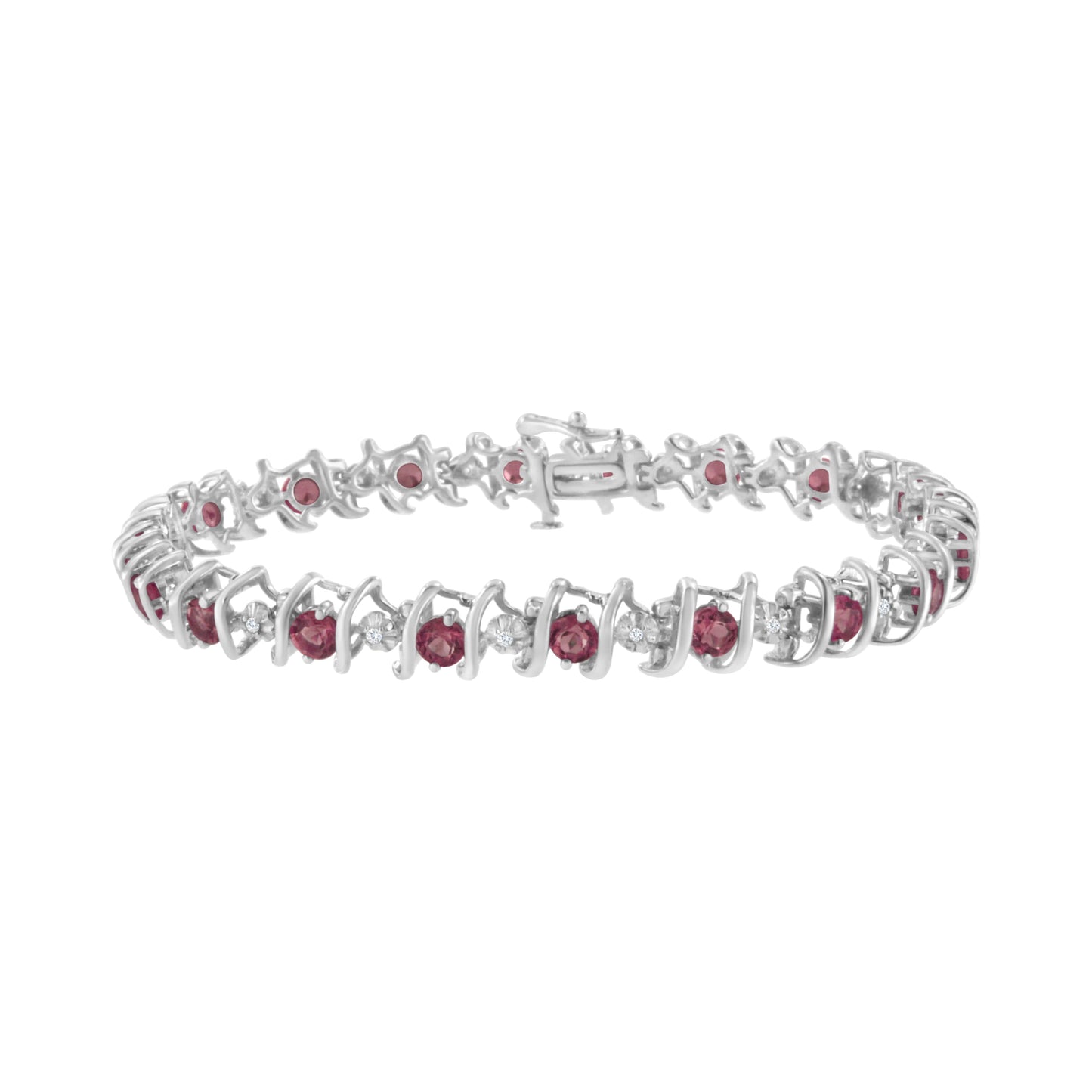Brazalete de tenis de plata de ley .925, gema creada en laboratorio y diamantes redondos de 4 ct. (Color H-I, Claridad I1-I2) - Zafiro azul creado, piedra de nacimiento de septiembre