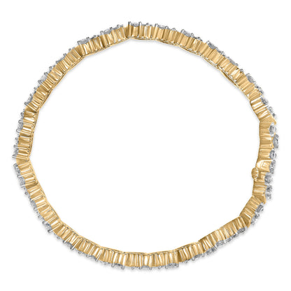 Pulsera de tenis de eslabones triangulares con diamantes de 4.00 quilates de oro amarillo de 14 quilates (color H-I, claridad I1-I2) - 7 pulgadas