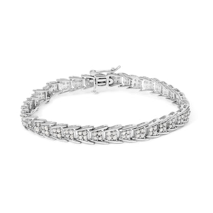 Pulsera de tenis de eslabones en forma de abanico de oro blanco de 10k con diamantes de 2 ct (claridad I-J, color I3) - Tamaño 7.25"