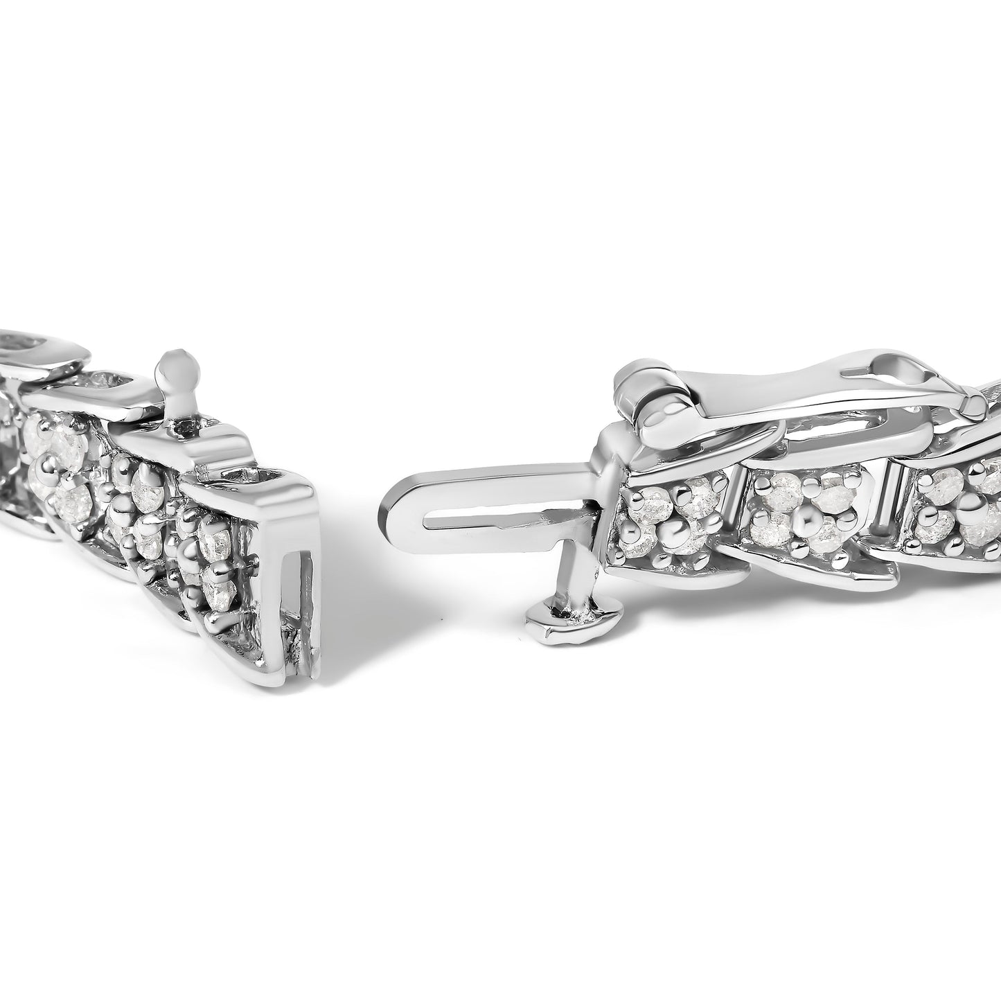Pulsera de tenis de eslabones en forma de abanico de oro blanco de 10k con diamantes de 2 ct (claridad I-J, color I3) - Tamaño 7.25"