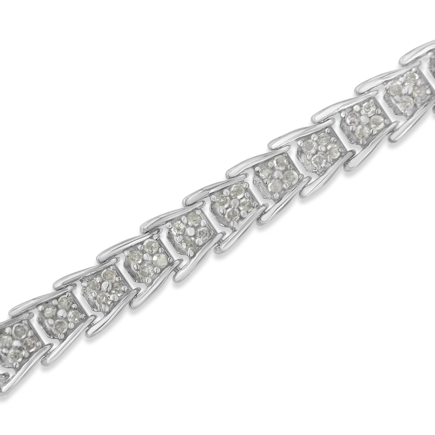Pulsera de tenis de eslabones en forma de abanico de oro blanco de 10k con diamantes de 2 ct (claridad I-J, color I3) - Tamaño 7.25"