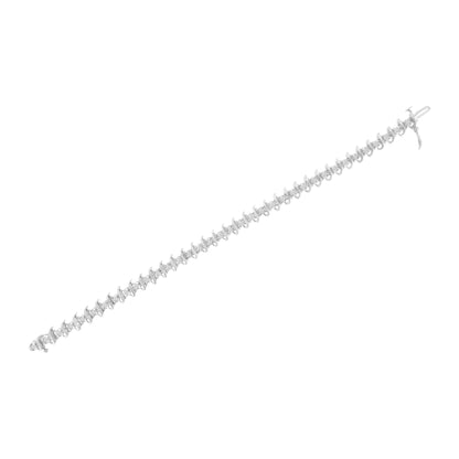 Pulsera de eslabones de plata de ley .925 con diamantes engarzados de 1 quilate (I-J, I1-I2) - 7.25"