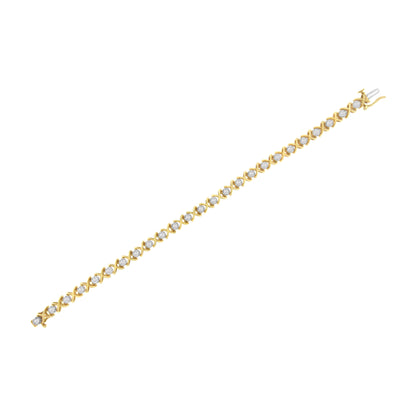 Pulsera de eslabones con diamantes de 1 quilate de peso total (claridad J-K, color I1-I2) de plata de ley chapada en oro amarillo de 10 quilates - Talla 7"