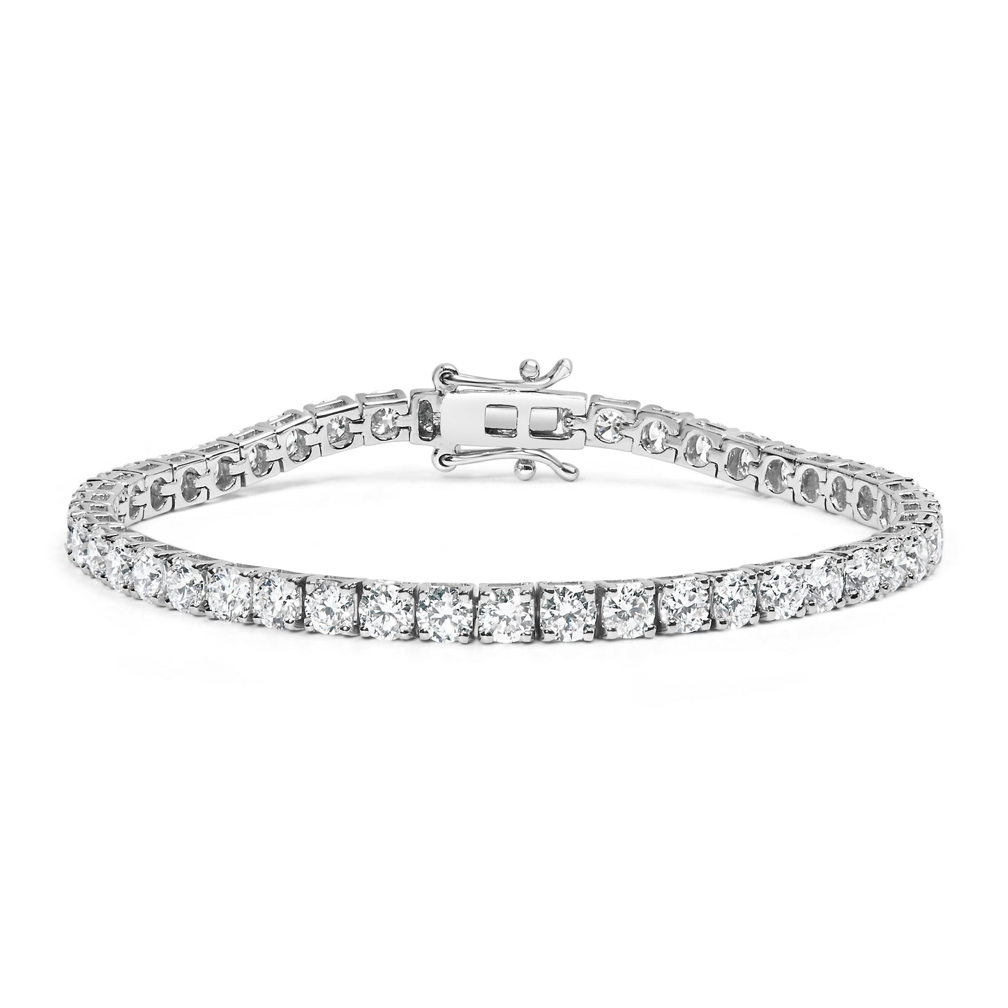 Pulsera clásica de tenis en oro blanco de 14K con diamantes redondos cultivados en laboratorio de 2,00 Cttw engarzados (color F-G, claridad VS2-SI1) - 7.25"