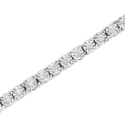 Pulsera de tenis de oro blanco de 14 quilates con diamantes cultivados en laboratorio de 3,0 quilates de peso total, engaste de ilusión y placa milagrosa (color F-G, claridad VS1-VS2) - Talla 7,25"