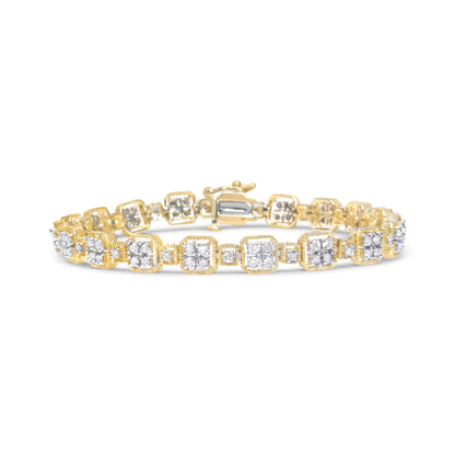 Pulsera de eslabones cuadrados con diamantes de oro blanco de 10 quilates y 2,0 quilates de peso total (color J-K, claridad I2-I3) - 7,25 pulgadas