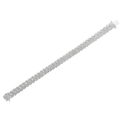 Pulsera de tenis de plata de ley 925 con 3.0 quilates de diamantes en varios hilos, diseño de ondas inclinadas y eslabones de 7,25 pulgadas (color I-J, claridad I2-I3)