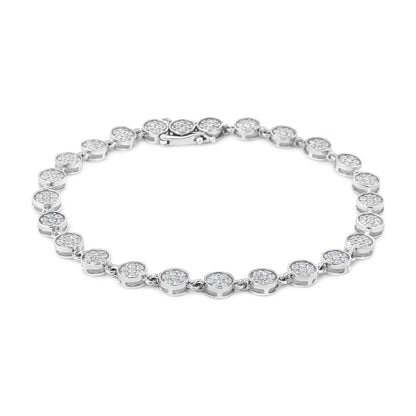 Pulsera de eslabones de plata de ley .925 con diamantes redondos de 2.0 quilates en total (color G-H, claridad I1-I2) - 7.25"