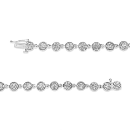 Pulsera de eslabones de plata de ley .925 con diamantes redondos de 2.0 quilates en total (color G-H, claridad I1-I2) - 7.25"