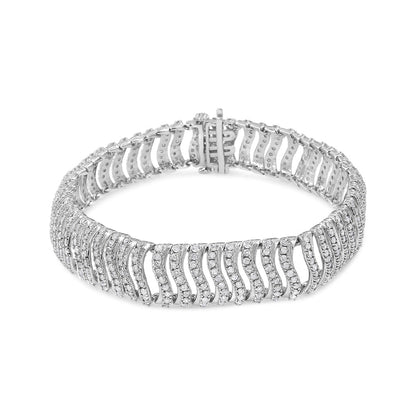 Pulsera de eslabones en "S" con diamantes redondos de 5,00 quilates en plata de ley .925 (color I-J, claridad I3) - Tamaño 7,25