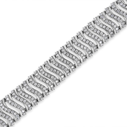 Pulsera de eslabones en "S" con diamantes redondos de 5,00 quilates en plata de ley .925 (color I-J, claridad I3) - Tamaño 7,25