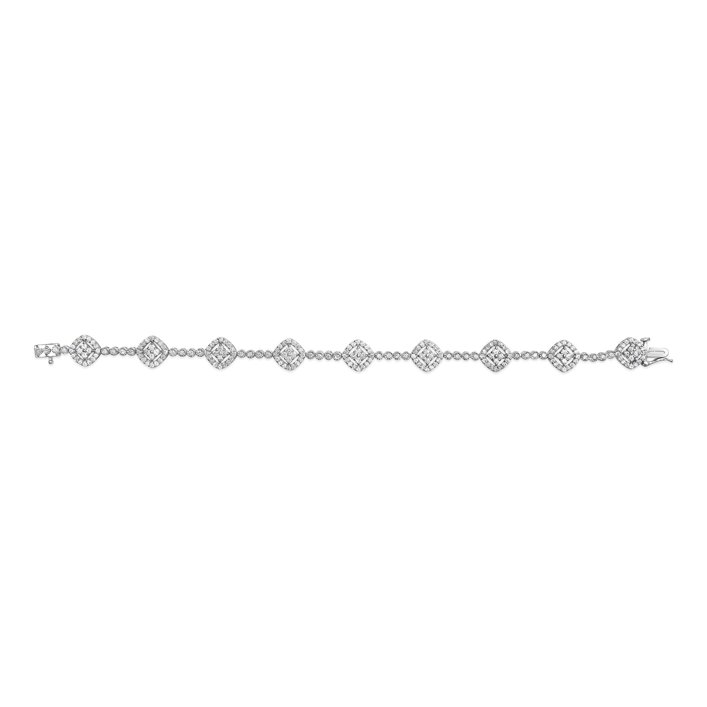 Pulsera de eslabones cuadrados con halo de diamantes de plata de ley .925 de 3.0 ct (color I-J, claridad I3) - 7.25"