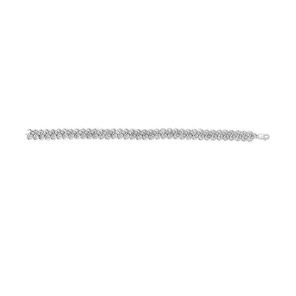 Pulsera de eslabones en forma de S de doble fila con diamantes de 1/2 quilate en plata de ley .925 (color I-J, claridad I2-I3) - 7.5 pulgadas