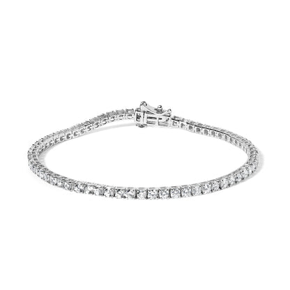 Pulsera de tenis de oro blanco de 14 quilates con diamantes cultivados en laboratorio de 4.0 quilates en total (color F-G, claridad VS2-SI1) - 7 pulgadas