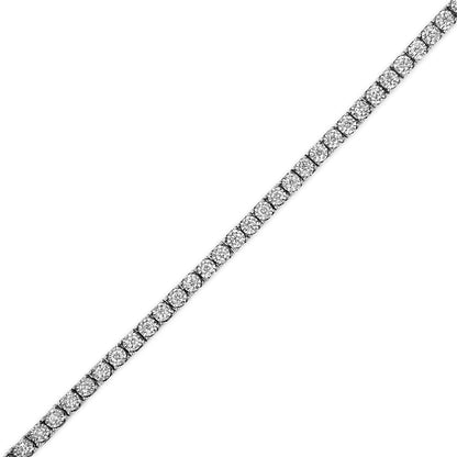 Pulsera de tenis de ilusión de diamantes cultivados en laboratorio de oro blanco de 14K con corte redondo de 1.0 Cttw engaste milagroso (color F-G, claridad VS2-SI1) Tamaño 7"