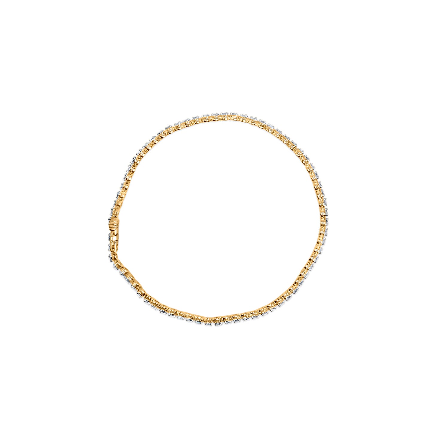 Pulsera de tenis de oro amarillo de 10 quilates chapada en plata de ley con diamantes redondos de 1,0 quilates