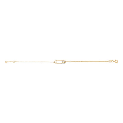 Pulsera de eslabones ajustables con dije de clip de 1/10 Cttw de diamante en oro amarillo de 10K (color I-J, claridad I1-I2) - 7.25 pulgadas