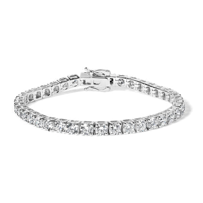 Pulsera clásica de tenis en oro blanco de 14K con diamantes redondos cultivados en laboratorio de 2,00 Cttw engarzados (color F-G, claridad VS2-SI1) - 7.25"