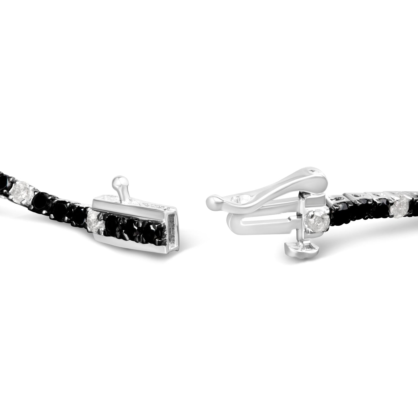 Pulsera de tenis de plata de ley .925 con diamantes negros y blancos de 3.0 quilates (color I-J, claridad I2-I3) - 7.25 pulgadas