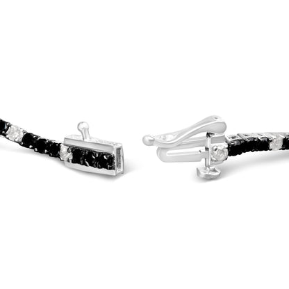 Pulsera de tenis de plata de ley .925 con diamantes negros y blancos de 3.0 quilates (color I-J, claridad I2-I3) - 7.25 pulgadas