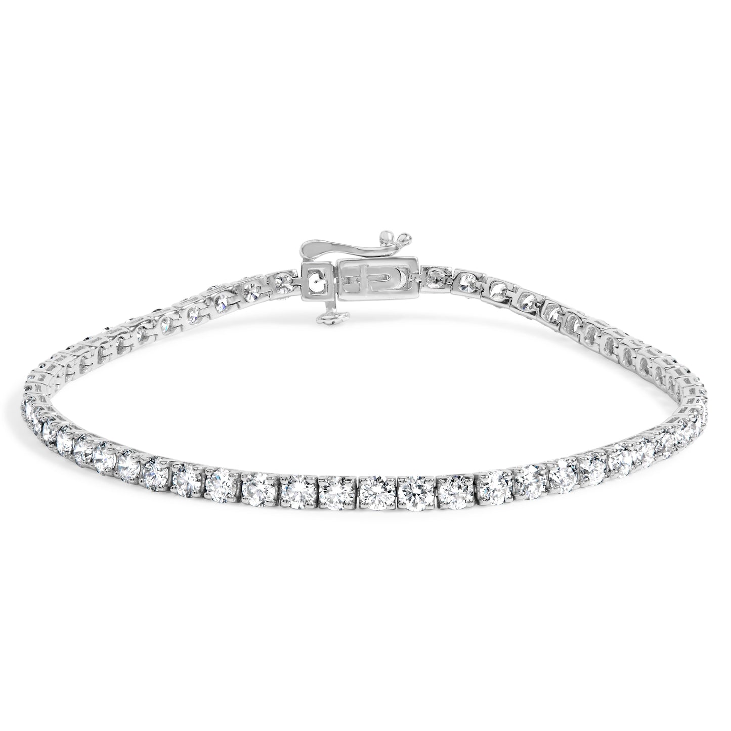 Pulsera de tenis de oro blanco de 14 quilates con diamantes cultivados en laboratorio de 5.0 quilates (color F-G, claridad VS1-VS2) - 7.25 pulgadas