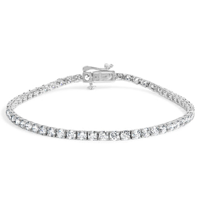 Pulsera de tenis de oro blanco de 14 quilates con diamantes cultivados en laboratorio de 5.0 quilates (color F-G, claridad VS1-VS2) - 7.25 pulgadas