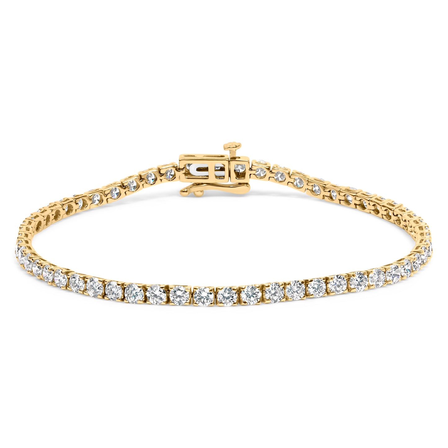 Pulsera de tenis de oro blanco de 14 quilates con diamantes cultivados en laboratorio de 5.0 quilates (color F-G, claridad VS1-VS2) - 7.25 pulgadas
