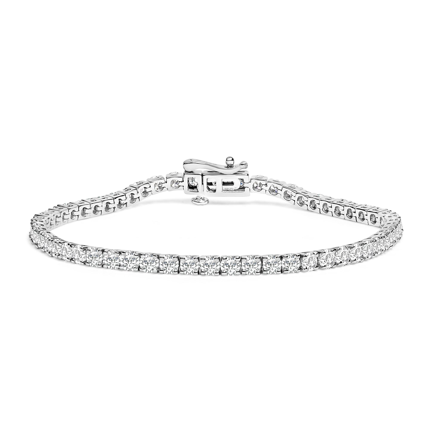 Pulsera de tenis clásica de oro blanco de 14 quilates con diamantes de laboratorio de 6.00 quilates - 7.25"
