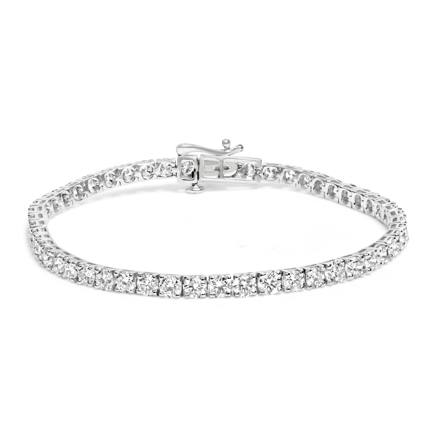 Pulsera de tenis de 7" de oro blanco de 14K con diamantes cultivados en laboratorio de 7.0 cttw engastados con 4 puntas