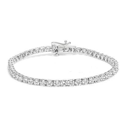 Pulsera de tenis de 7" de oro blanco de 14K con diamantes cultivados en laboratorio de 7.0 cttw engastados con 4 puntas