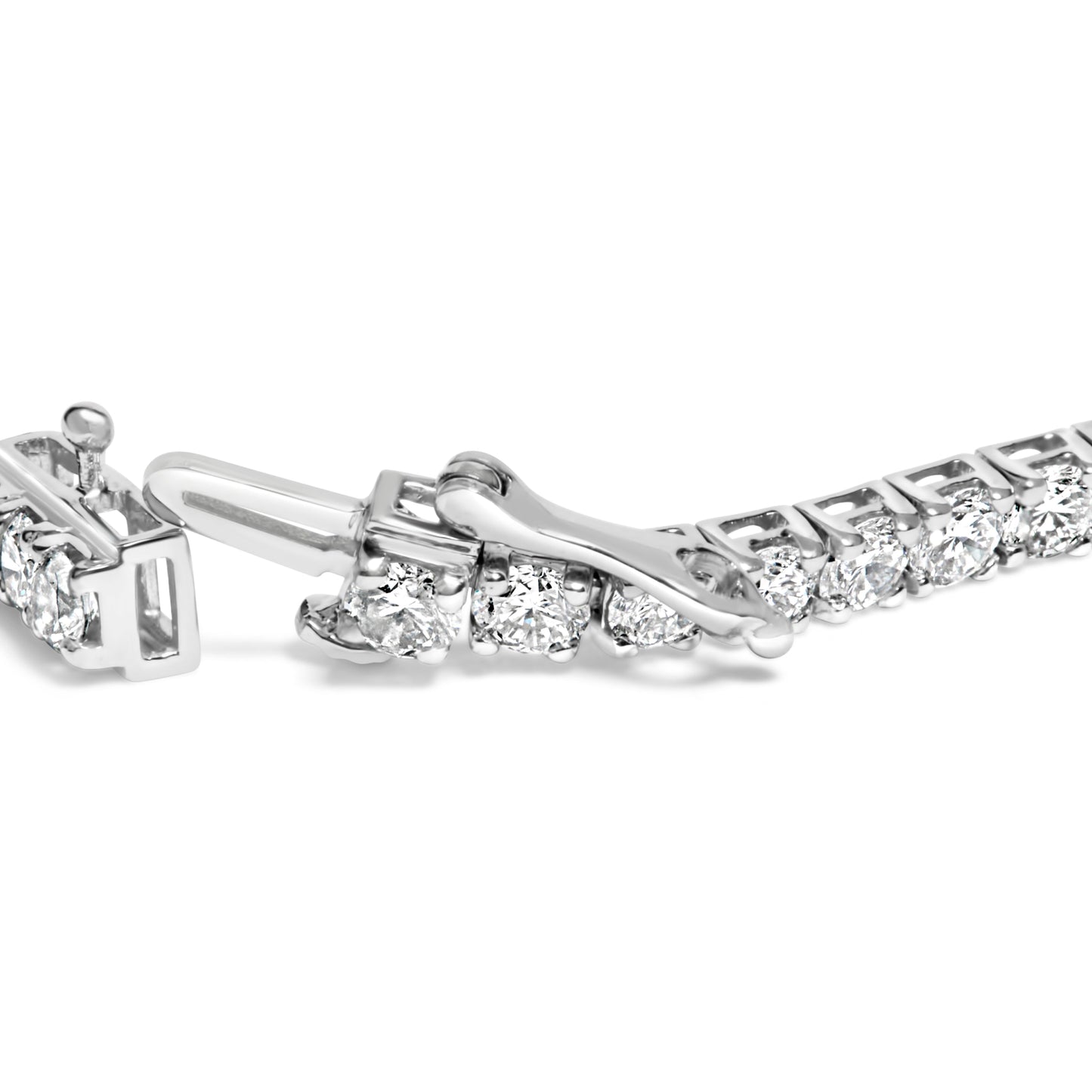 Pulsera de tenis de 7" de oro blanco de 14K con diamantes cultivados en laboratorio de 7.0 cttw engastados con 4 puntas