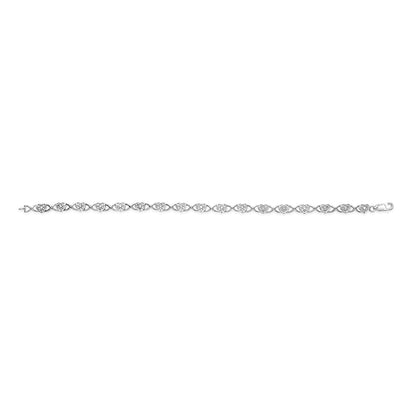 Pulsera de eslabones en forma de corazón de plata de ley 925 con acento de diamante (color I-J, claridad I3) - 7.25"
