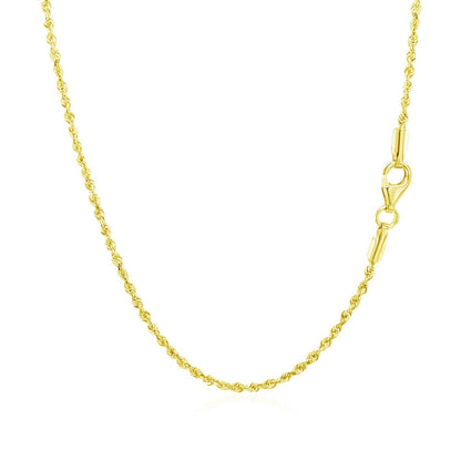 Cadena de cuerda sólida de oro amarillo de 10k con corte de diamante de 1.5mm