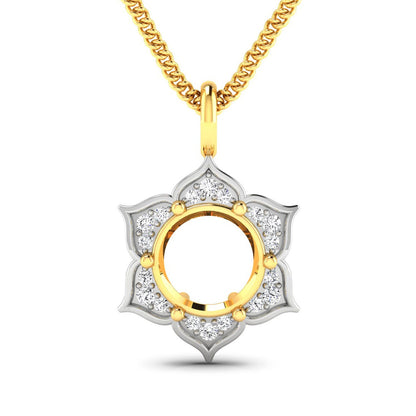 Colgante semimontado de oro amarillo de 14K con diamante blanco genuino de 0,14 quilates - para gema redonda de 8,00 mm